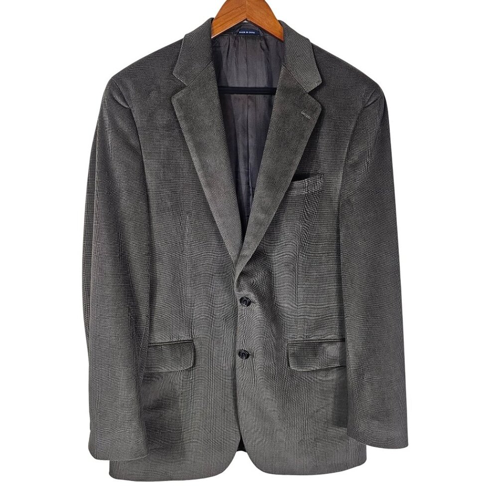 Ralph Lauren Microsuede Sport Coat Jacket 40L Gray Preppy Office Ivy League